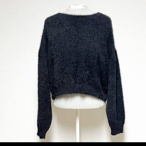 Pink Martini Women's Hairy Long Sleeve Sweater Pullover Black Drop-down Sleeve M